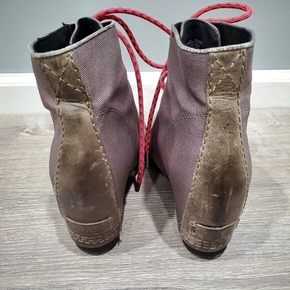 SOREL Women's PDX Boots Khaki Leather Canvas hidden Wedge Heel Lace Up Sz 9 READ - Picture 4 of 16